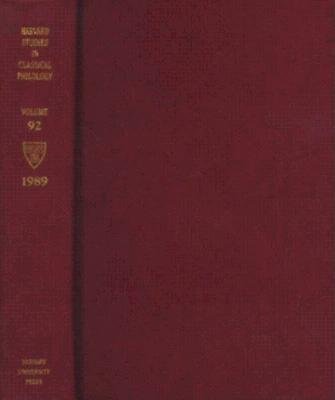 Harvard Studies in Classical Philology, Volume 92 Hardcover by R. J. Tarrant