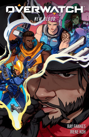 Overwatch: New Blood Hardcover by Written by Ray Fawkes. Illustrated by Irene Koh. Colors by Mariel Rodriguez and Suzanne Geary. Letters by Deron Bennett.