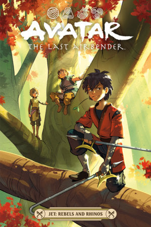 Avatar: The Last Airbender--Jet--Rebels and Rhinos Paperback by Written by Faith Erin Hicks, illustrated by Peter Wartman, colored by Adele Matera, in cooperation with Michael Dante DiMartino and Bryan Konietzko.