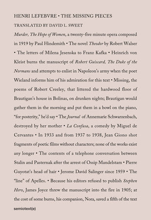 The Missing Pieces Paperback by Henri Lefebvre; translated by David L. Sweet