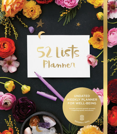 52 Lists Planner Undated 12-month Monthly/Weekly Spiralbound Planner with Pockets (Black Floral) Merchandise by Moorea Seal
