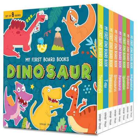 My First Board Books Dinosaur Box Set (8 Books Boxed Set) – Page Count: 96 / Illustrated Dino Board Books / Improves Vocabulary / Clear and Bold Text / Easy Boxed Set by Wonder House Books
