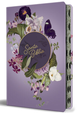 Biblia Reina Valera letra gigante, tapa dura, flores moradas, con cantos pintados e índice / Spanish Bible Reina Valera Giant Print, Hardcover Purple Flowers Hardcover by Reina Valera 1909