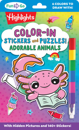 Color-In Stickers and Puzzles! Adorable Animals Paperback by Highlights