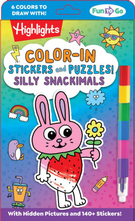 Color-In Stickers and Puzzles! Silly Snackimals Paperback by Highlights