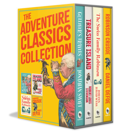Adventure Classics Collection (Set of 4 Books), The Boxed Set by Daniel Defoe, Robert Louis Stevenson, Jonathan Swift, Johann David Wyss