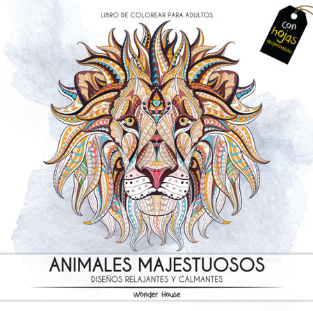Adult Colouring Books Majestic Animals - Spanish Paperback by Wonder House Books