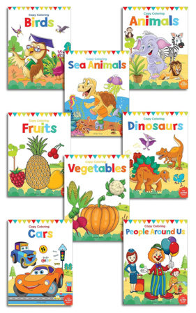 Little Artist Copy Colouring Boxset : Pack of 8 Books (Birds, Sea Animals, Fruits, Vegetables, Dinosaurs, Cars and People Around Us) Boxed Set by Wonder House Books