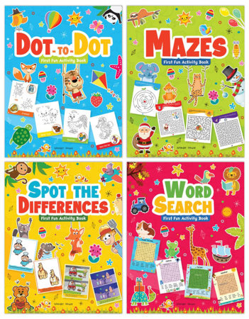 My First Fun Activity Boxset of 4 Books: Spot the Difference, Mazes, Word Search & Dot to Dot Boxed Set by Wonder House Books