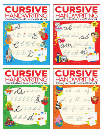 Cursive Handwriting - Small Letters, Capital Letters, Joining Letters and Word Family : Level 1 Practice Workbooks For Children (Set of 4 Books) Boxed Set by Wonder House Books