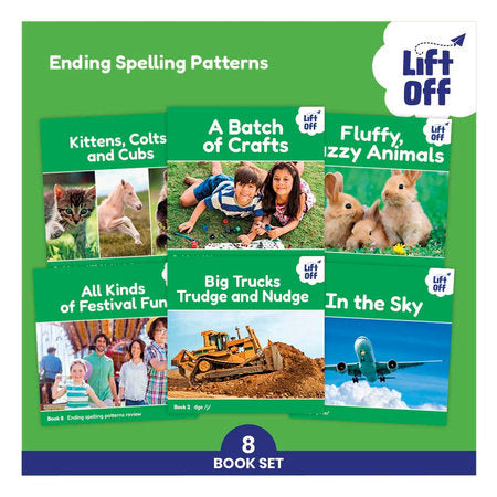 Phonic Books Lift Off Readers Ending Spelling Patterns Boxed Set by Phonic Books