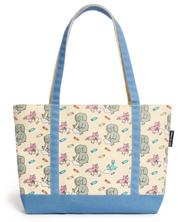 Mo Willems's Elephant & Piggie Large Zippered Tote Bag Merchandise by Out of Print