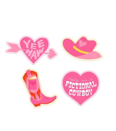 Fictional Cowboy Stickers - Sticker Set of 4 Paperback by Out of Print