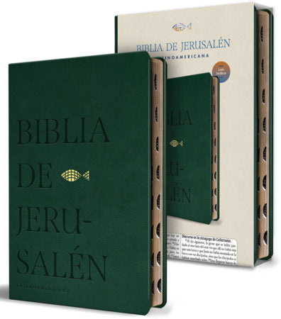 Biblia Católica Biblia de Jerusalén Latinoamericana, simil piel verde con índice / Spanish Catholic Jerusalem Bible, Green leathersoft with Index Paperback by Biblia de Jerusalén