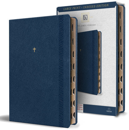 KJV Holy Bible, Large Print Handy Size Format, Blue Premium Imitation Leather with Ribbon Marker, Red Letter, Thumb Index Paperback by King James Version