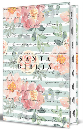Biblia Reina Valera 1960 letra grande, tamaño manual con índice, tapa dura rosas rosadas / Spanish Bible RVR 1960 Handy Size Large Print HC with Thumb Index Hardcover by Reina Valera Revisada 1960