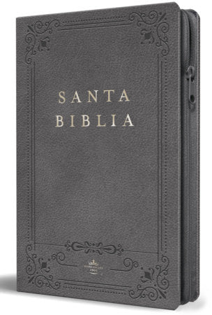 Biblia RVR 1960 letra grande, tamaño manual, símil piel gris, cremallera e índice / Spanish Bible RVR 1960 Handy Size, Large Print, Gray Leathersoft with Zip Paperback by Reina Valera Revisada 1960