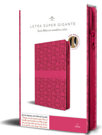 Biblia Reina Valera Revisada 1960 letra súper gigante, símil piel fucsia rosada, cremallera e índice / Spanish Bible RVR 1960 Super Giant Print, Fuchsia Pink Paperback by Reina Valera Revisada 1960