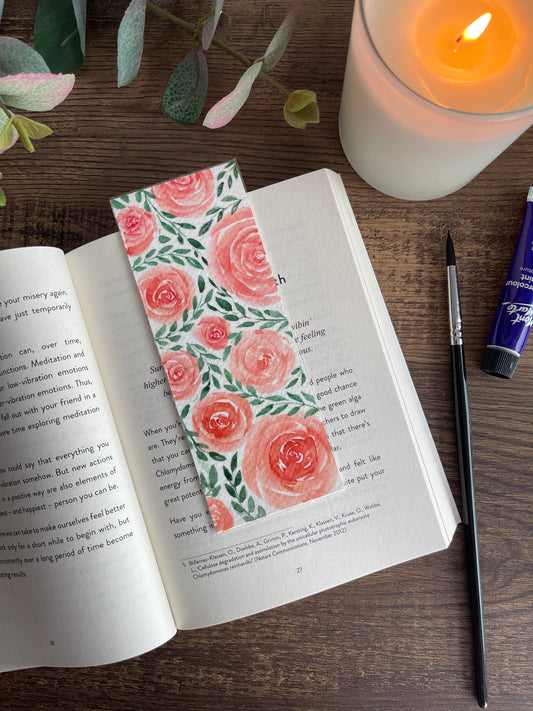 Handmade Watercolor Bookmark - Rose