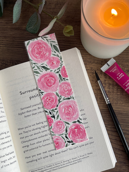 Handmade Watercolor Bookmark - Rose