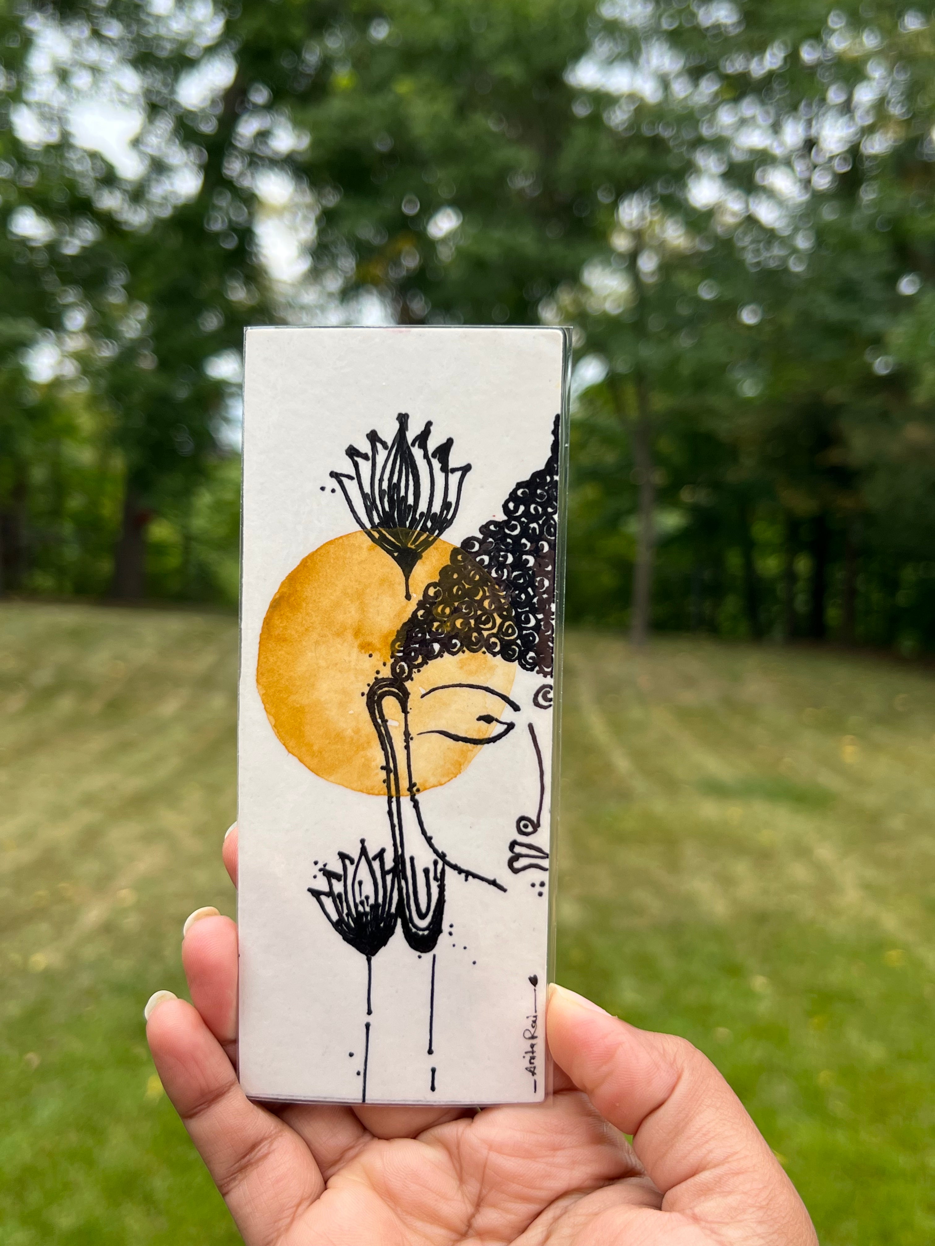 Handmade Watercolor Bookmark - Buddha Collection