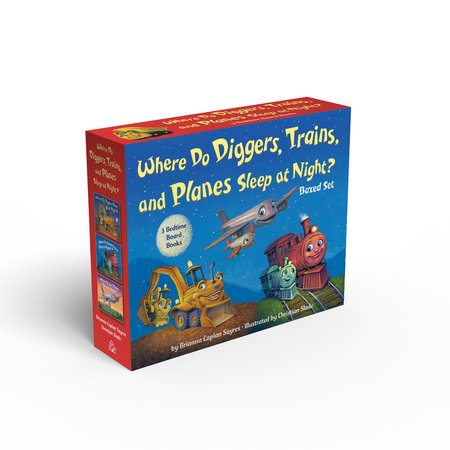 Where Do Diggers, Trains, and Planes Sleep at Night? Board Book Boxed Set Boxed Set by Brianna Caplan Sayres; illustrated by Christian Slade