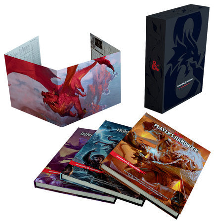 Dungeons & Dragons Core Rulebooks Gift Set (Special Foil Covers Edition with Slipcase, Player's Handbook, Dungeon Master's Guide, Monster Manual, DM Screen) Hardcover by Dungeons & Dragons