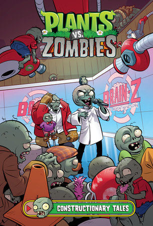 Plants vs. Zombies Volume 18: Constructionary Tales Hardcover by Written by Paul Tobin. Illustrated by Jeese Hamm. Colors by Heather Breckel. Letters by Steve Dutro.