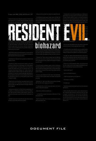 Resident Evil 7: Biohazard Document File Hardcover by Based on the Video Game by Capcom